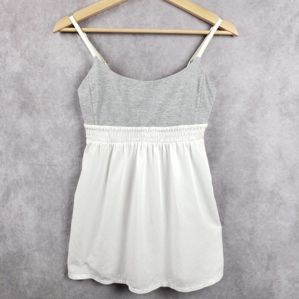 Lululemon Bliss Babydoll Tank Top Heathered Wee Stripe Gray White Size 6